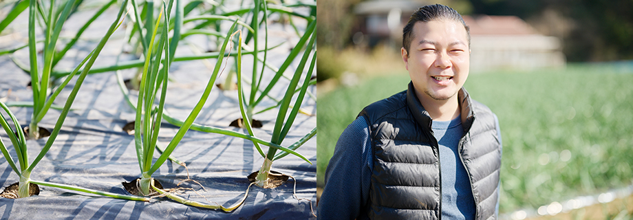 玉ねぎ畑と茂樹さん